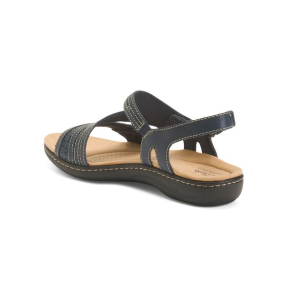 CLARKS Navy Leather Laurieann Faye Comfort Sandals - Picture 2 of 2